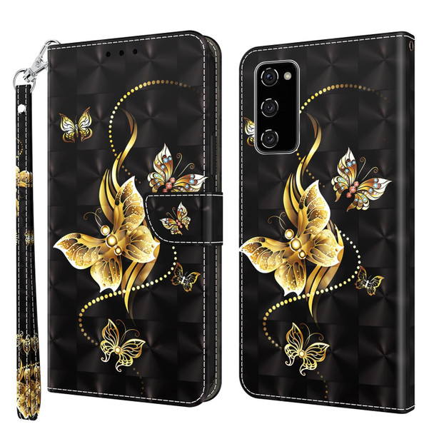 Samsung Galaxy S20 FE 3D Painted Leather Phone Case(Golden Swallow Butterfly)