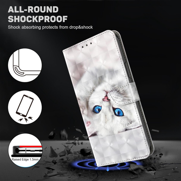 Samsung Galaxy A21s 3D Painted Leather Phone Case(Reflection White Cat)