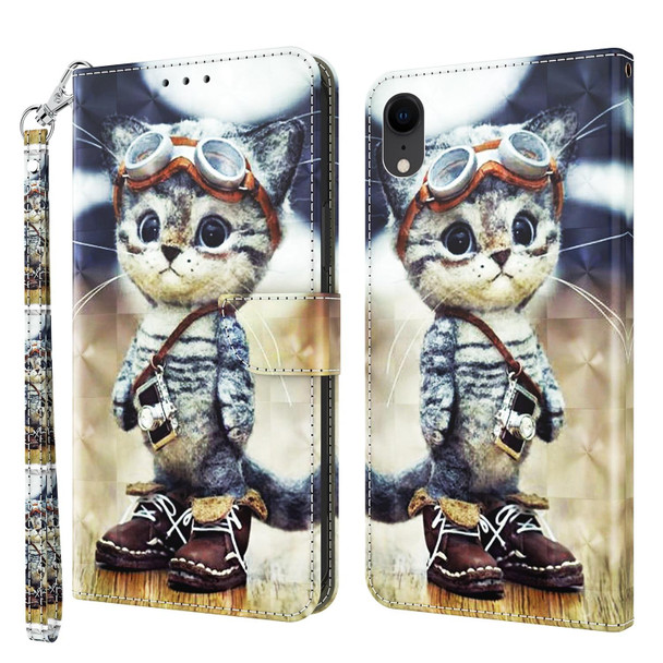 3D Painted Leatherette Phone Case - iPhone XR(Naughty Cat)