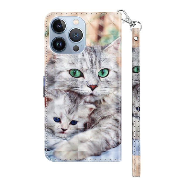 3D Painted Leatherette Phone Case - iPhone 12 Pro Max(Two Loving Cats)