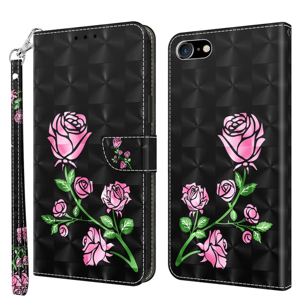 3D Painted Leatherette Phone Case - iPhone SE 2022 / SE 2020 / 8 / 7(Rose)