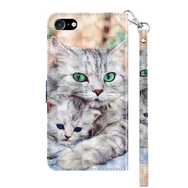 3D Painted Leatherette Phone Case - iPhone SE 2022 / SE 2020 / 8 / 7(Two Loving Cats)