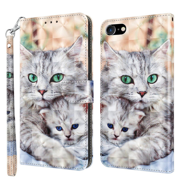 3D Painted Leatherette Phone Case - iPhone SE 2022 / SE 2020 / 8 / 7(Two Loving Cats)