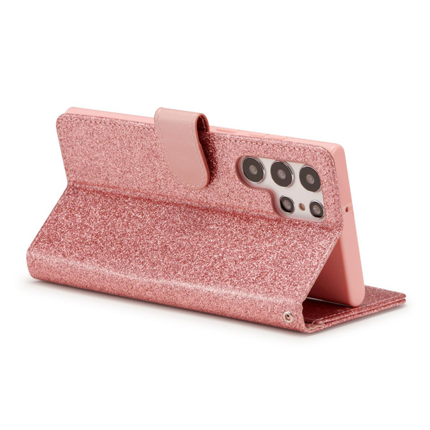 Samsung Galaxy S22 5G/S22+ 5G/S22 Ultra 5G Glitter Powder Love Leather Phone Case(Pink)