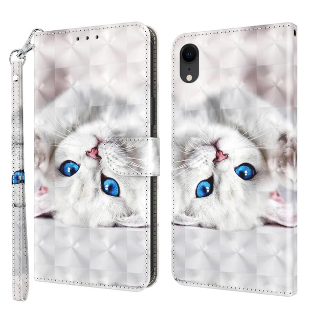 3D Painted Leatherette Phone Case - iPhone XR(Reflection White Cat)