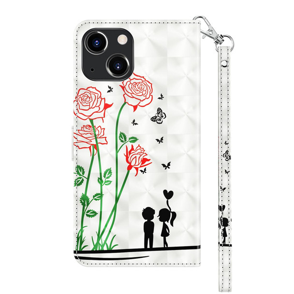 3D Painted Leatherette Phone Case - iPhone 14(Couple Rose)