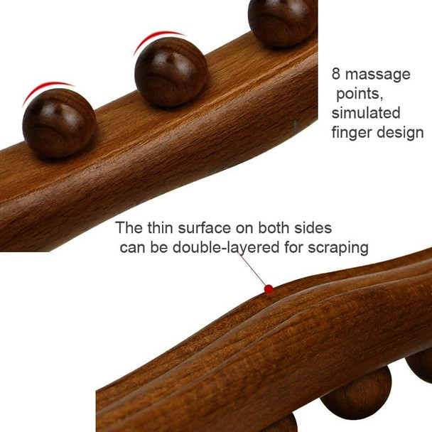 Eight-bead Beech Wood Carbonized Massage Stick Rolling Tendon Scraping Stick 53cm