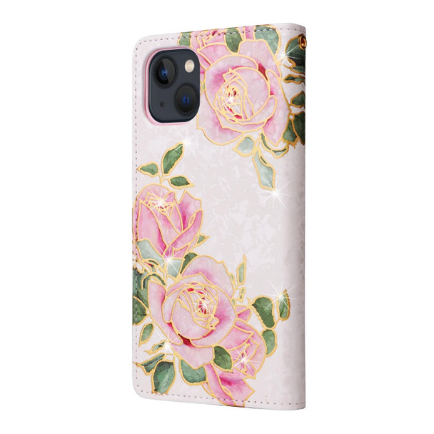 Bronzing Painting RFID Leatherette Case - iPhone 13 mini(Rose Flower)