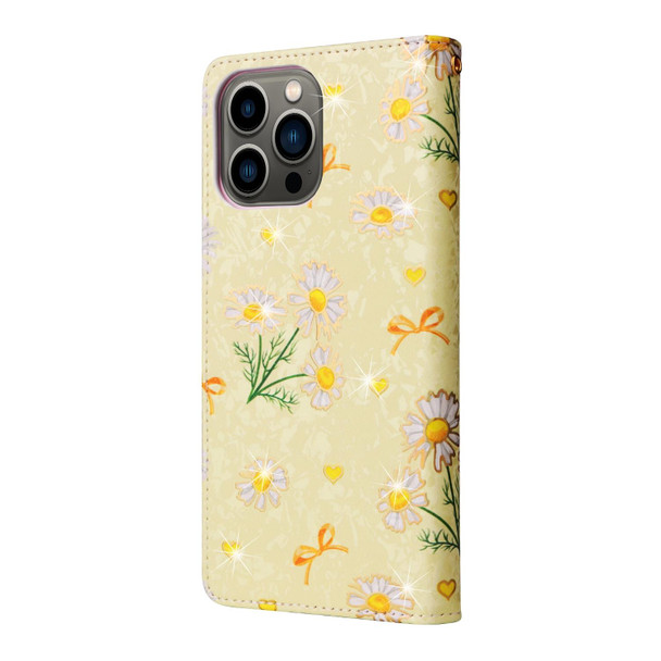 Bronzing Painting RFID Leatherette Case - iPhone 13 Pro(Yellow Daisy)