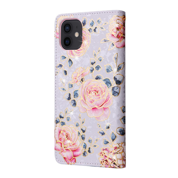 Bronzing Painting RFID Leatherette Case - iPhone 12 / 12 Pro(Pastoral Rose)