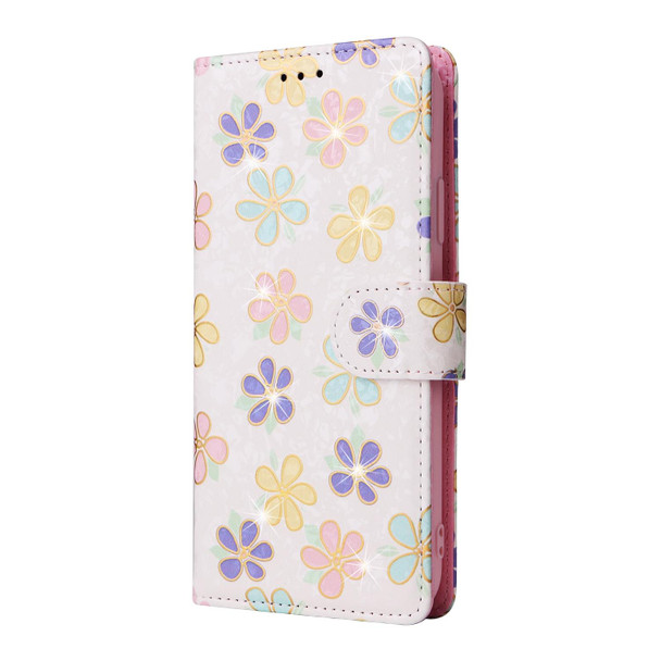 Bronzing Painting RFID Leatherette Case - iPhone 12 / 12 Pro(Bloosoming Flower)