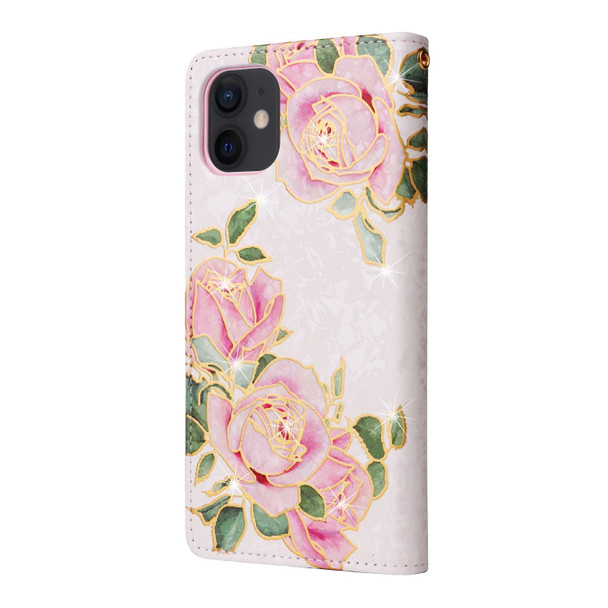 Bronzing Painting RFID Leatherette Case - iPhone 12 mini(Rose Flower)