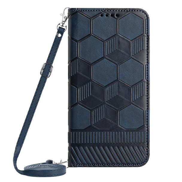 Crossbody Football Texture Magnetic PU Phone Case - iPhone 11 Pro Max(Dark Blue)