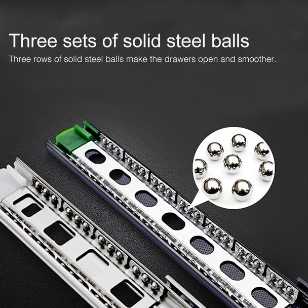 10 inches 3-section Mute Stainless Steel Sliding Drawer Slides Ball Slide Rail Length: 25cm