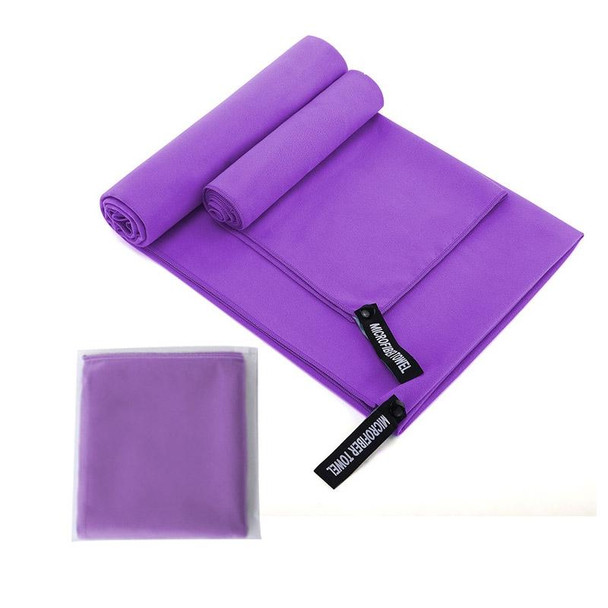 Absorbent Quick Dry Sports Towel Microfiber Bath Towel 76x152cm(Purple Waterproof Matte Bag)