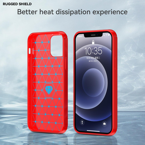 Brushed Texture Carbon Fiber TPU Case - iPhone 12 / 12 Pro (Red)