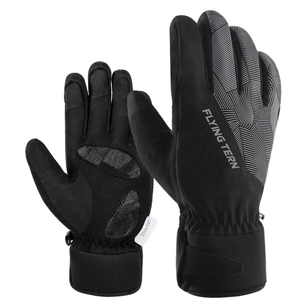 FLYING TERN 315 Thicken Cycling Windproof Warm Touch Screen Gloves, Size: M(Black Gray)