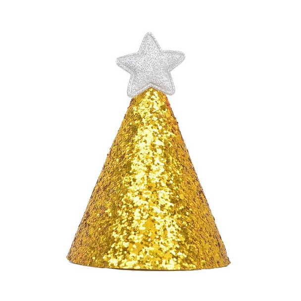 10 PCS Golden Birthday Hat Children Age Dress up Star Hat Glitter Cake Cap(Silver Star)