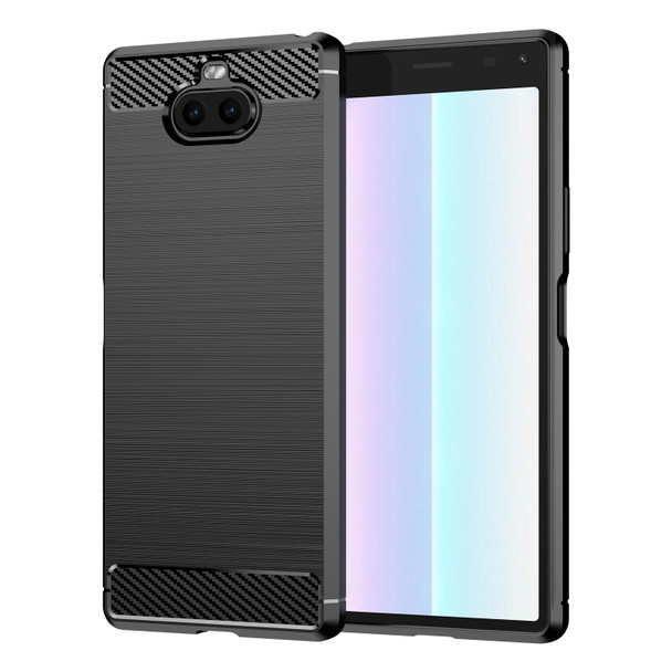 Sony Xperia 8/8 Lite Brushed Texture Carbon Fiber TPU Phone Case(Black)