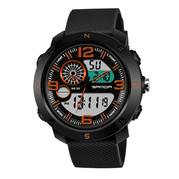 SANDA 762 Watch Men Watch Students Men Watch Fashion Trend Youth Waterproof Night light Sports Men(Orange)