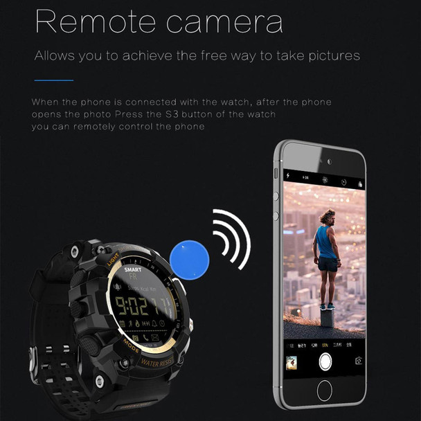 Lokmat MK16 LCD Screen 50m Waterproof Smart Watch, Support Information Reminder / Remote Camera / Walking Motion Monitor(Gold)