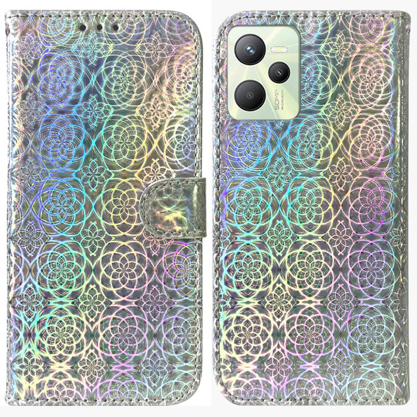 OPPO Realme C35 Colorful Magnetic Buckle Leather Phone Case(Silver)