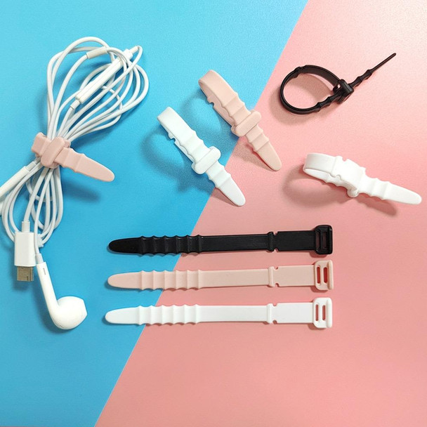 3 Sets 20pcs/Set  Fishbone Silicone Cable Tie Cable Organizer Winder, Color: Pink