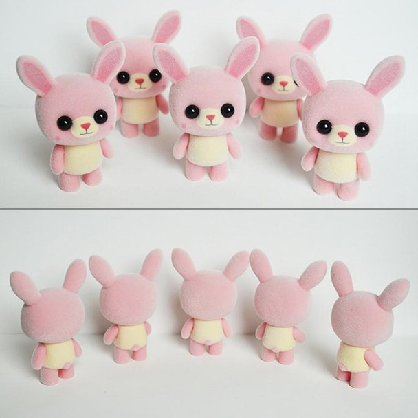 Little Cute PVC Flocking Animal Rabbit Dolls Creative Gift Kids Toy, Size: 5.5*3.5*7.7cm(Pink)