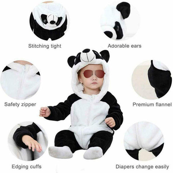 Babies Cartoon Animal Shape Flannel Jumpsuit Romper, Size:90CM(White rabbit)