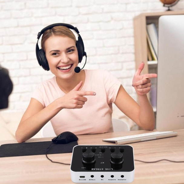 X7 Live Broadcast Audio USB Headset Microphone Webcast Entertainment Streamer Sound Card for Phone, Computer PC