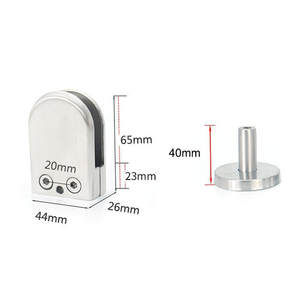 304 Stainless Steel Glass Fish Mouth Support Rod Fixing Clip with 14x40mm Rod, Specification: L