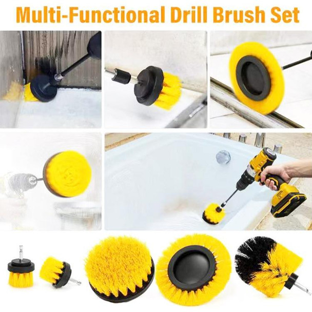 6 PCS / Set Electric Drill Head Car Tire Floor Crevice Cleaning Brush(Yellow)
