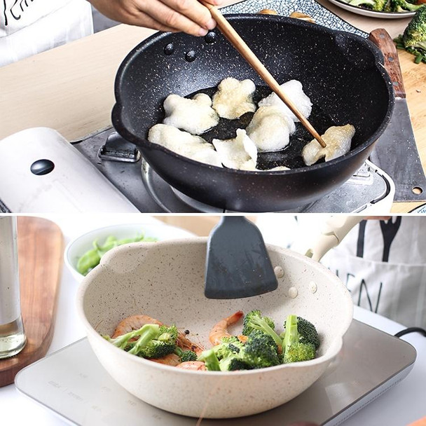 Thick Bottom Maifan Stone Household Small Frying Pan Non Stick Pan Deep Frying Pan, Color:26cm Black Without Cover