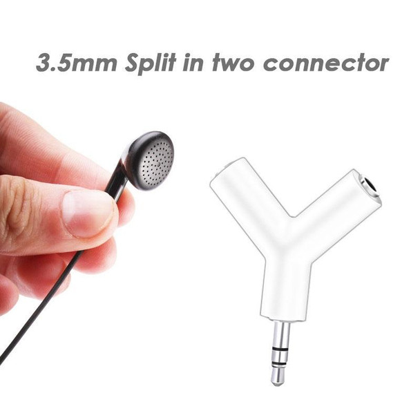 Mini Y Shaped 3.5mm Male to Double 3.5mm Female Jack Audio Headset Adapter Connector Keychain(White)