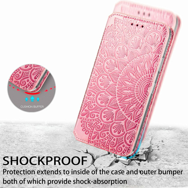 Blooming Mandala Embossed Pattern Magnetic Horizontal Flip Leatherette Case with Holder & Card Slots & Wallet - Samsung Galaxy S20 FE(Pink)