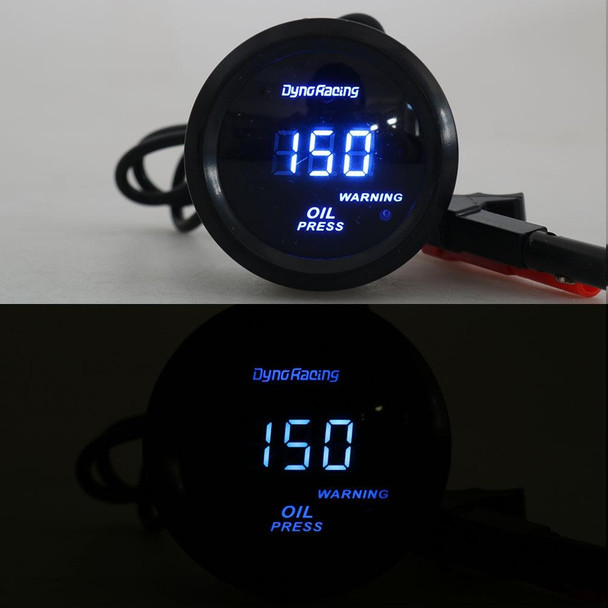 Car Modified 12V Universal 52mm Blue Light Digital Display Meter, Style:Oil Pressure Gauge