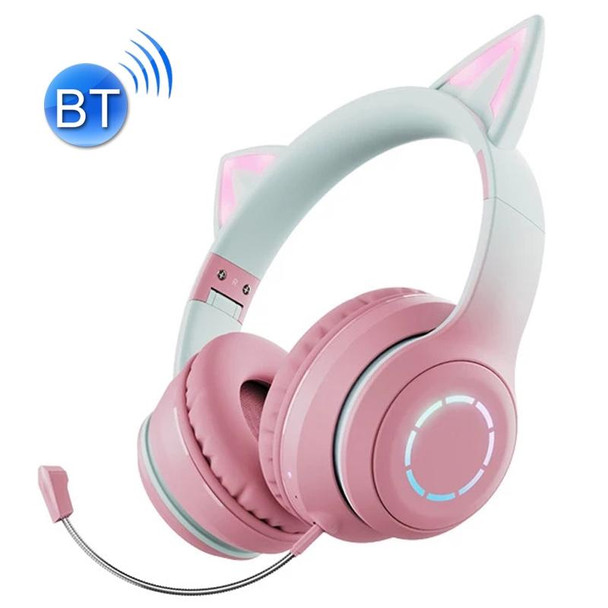 BT029C RGB Dual Modes Cat Ear Wireless Bluetooth Headphone(Pink)