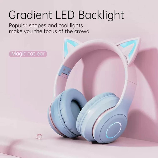 BT029C RGB Dual Modes Cat Ear Wireless Bluetooth Headphone(Pink)