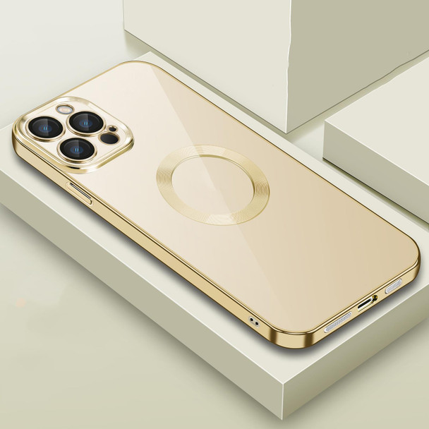 9D Electroplated Edge Lens Film Clear PC + TPU Shockproof Case - iPhone 11 Pro Max(Gold)