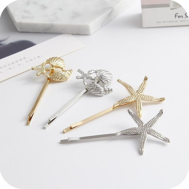 2 PCS Gift for Women Hair Clip Bright Hairpin Simple Hair Styling Accessories(Gold Five leaves)