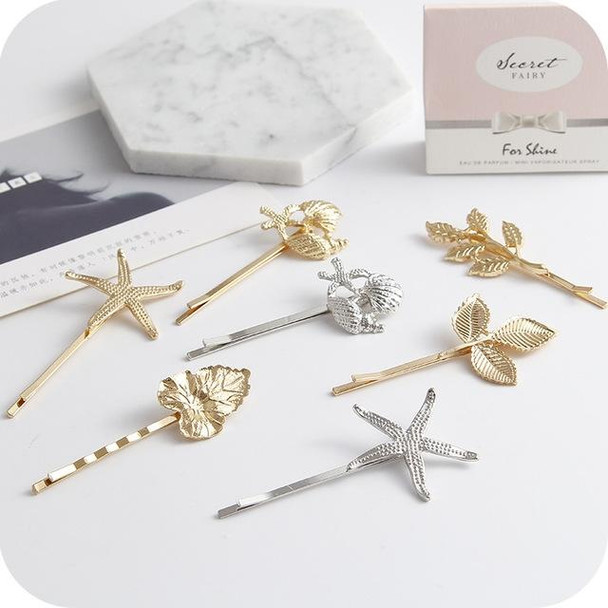 2 PCS Gift for Women Hair Clip Bright Hairpin Simple Hair Styling Accessories(Gold Five leaves)