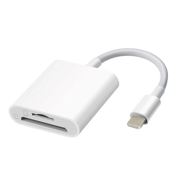 8 Pin to SD + TF Card Reader 2 in 1 Adapter - iPhone / iPad, Cable Length: 9.7cm(Double Slots)