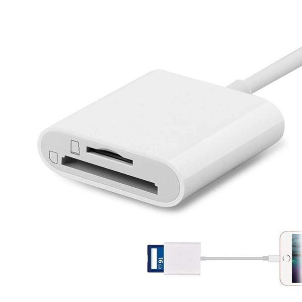 8 Pin to SD + TF Card Reader 2 in 1 Adapter - iPhone / iPad, Cable Length: 9.7cm(Double Slots)