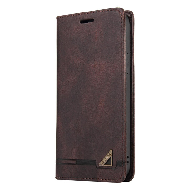 Skin Feel Anti-theft Brush Horizontal Flip Leather Case with Holder & Card Slots & Wallet - iPhone 13 Pro(Brown)