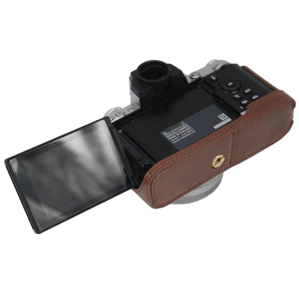 1/4 inch Thread PU Leatherette Camera Half Case Base for Nikon Z fc (Khaki)