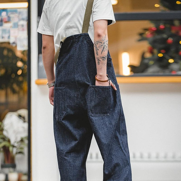 Men Vintage Deck Overalls Spring Autumn Washed Denim Straight Jeans, Size: XL(Denim Blue)