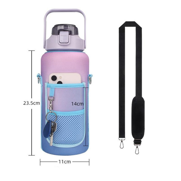 2L Gradient Color Water Bottle Cover Case Sleeve with Strap(Gradient Purple)
