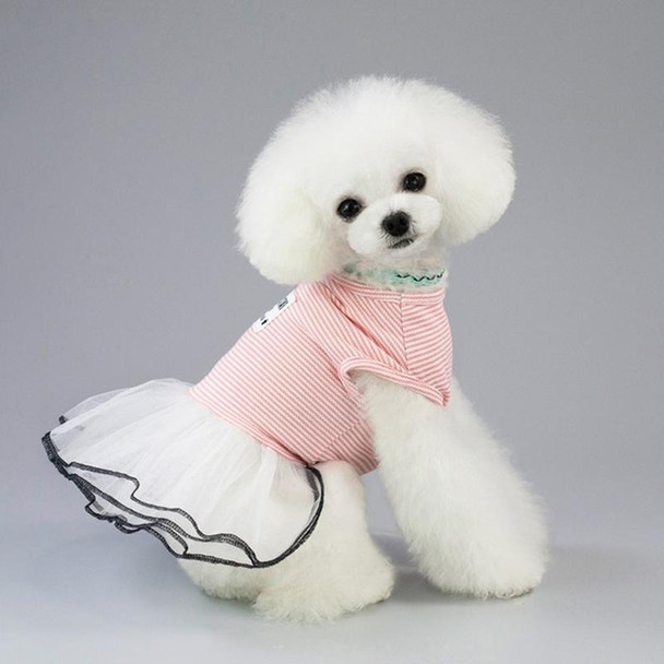 Pet Clothes Dog Summer Breathable Striped Skirt, Size:XS(Pink)