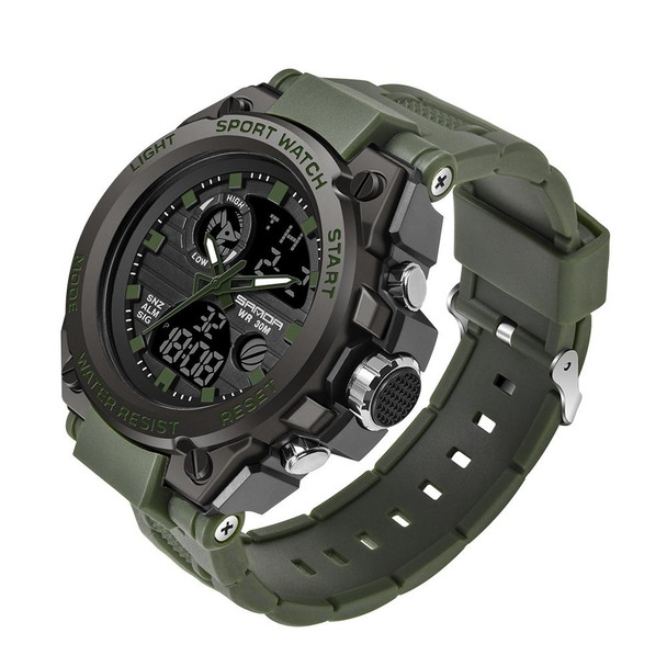 SANDA739  Watch Plate Chao Male Watch Male Student Fashion Trend Multi Functional Digital Waterproof Electronic Meter(Green)