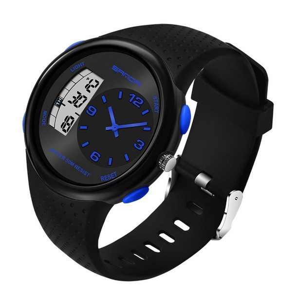 SANDA 763 Men Waterproof Student Watch Explosive Fashion Multi Functional Night light Outdoor Sports Personality Electronic Wrist Watch(Blue)